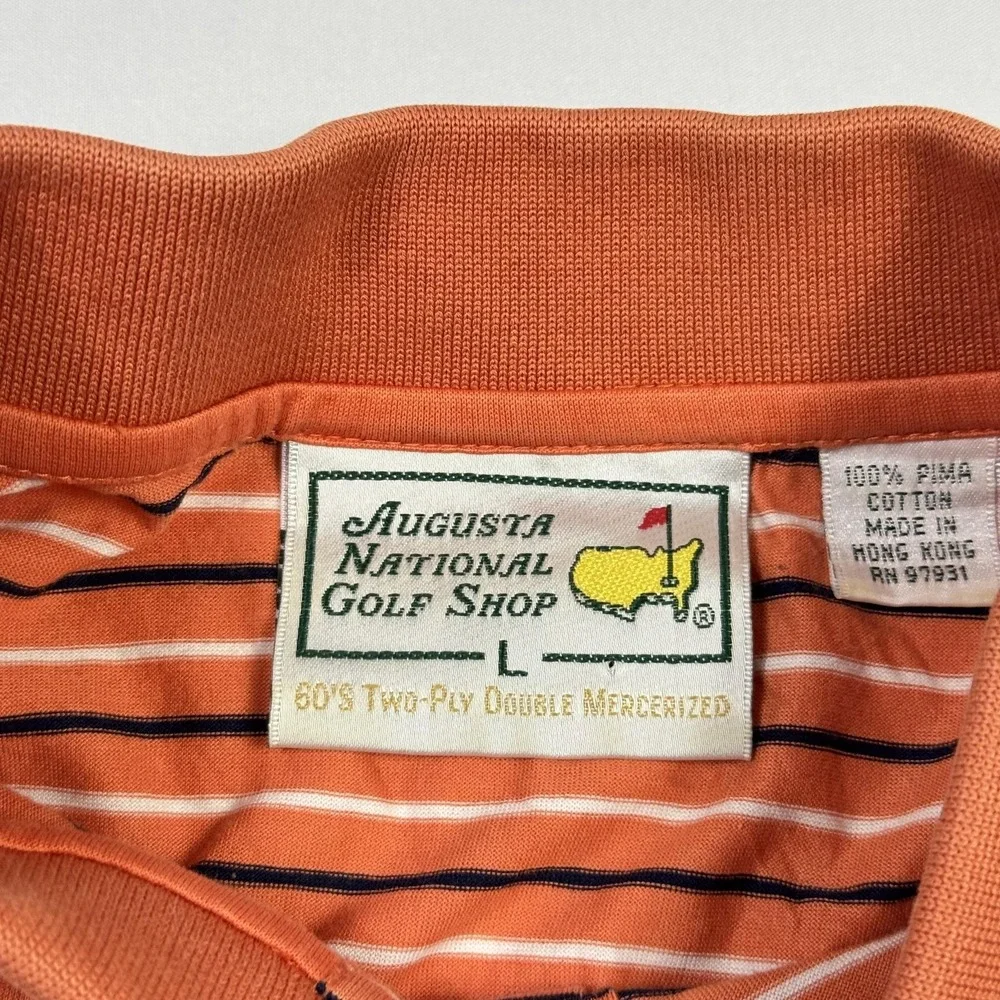 Masters Augusta National Golf Shop Polo Shirt Mens Large Orange Striped - Picture 7 of 11